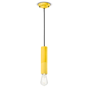Sospensione Piccola Vintage Decò Pi Ceramica Giallo Limone 1 Luce E27