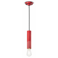 Sospensione Piccola Vintage Decò Pi Ceramica Rosso Corallo 1 Luce E27