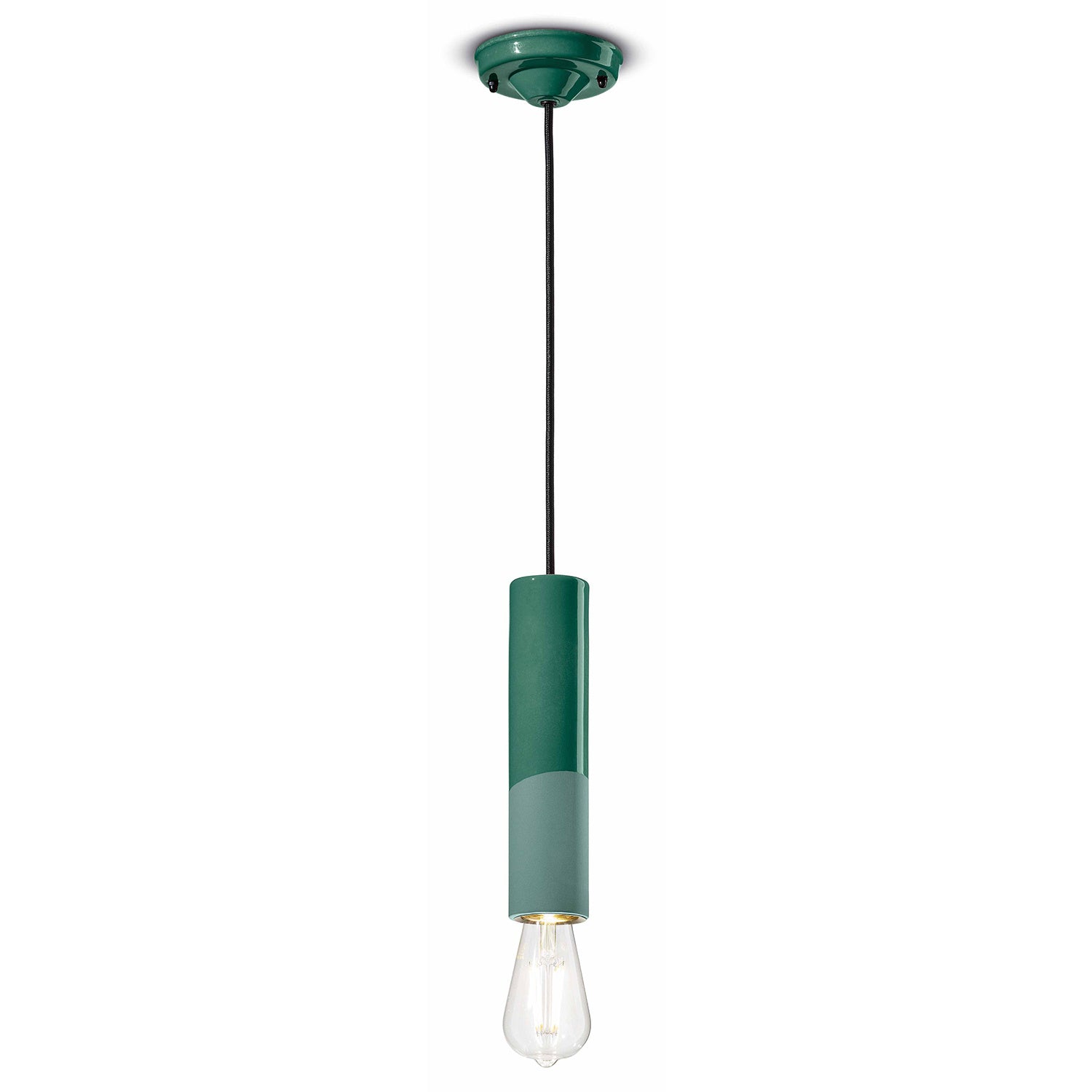 Sospensione Piccola Vintage Decò Pi Ceramica Verde Bottiglia 1 Luce E27