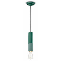 Sospensione Piccola Vintage Decò Pi Ceramica Verde Bottiglia 1 Luce E27