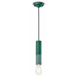 Sospensione Piccola Vintage Decò Pi Ceramica Verde Bottiglia 1 Luce E27