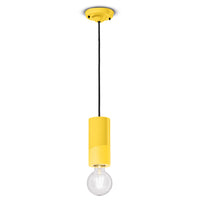 Sospensione Media Vintage Decò Pi Ceramica Giallo Limone 1 Luce E27