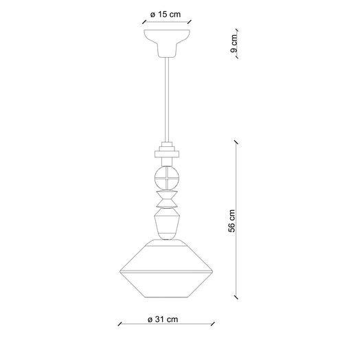 Sospensione Piccola Vintage Decò Lariat Ceramica Giallo 1 Luce E27