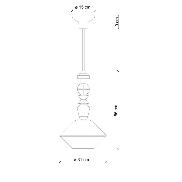 Sospensione Piccola Vintage Decò Lariat Ceramica Verde Petrolio 1 Luce E27