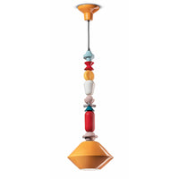 Sospensione Grande Vintage Decò Lariat Ceramica Giallo 1 Luce E27