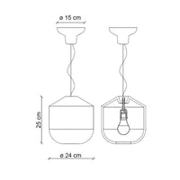 Sospensione Piccola Vintage Decò Bellota Ceramica Arancio Pesca 1 Luce E27
