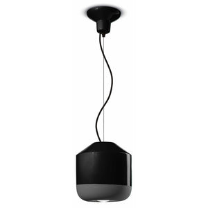 Sospensione Piccola Vintage Decò Bellota Ceramica Nero Carbone 1 Luce E27