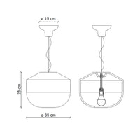 Sospensione Grande Vintage Decò Bellota Ceramica Bianco Grezzo 1 Luce E27