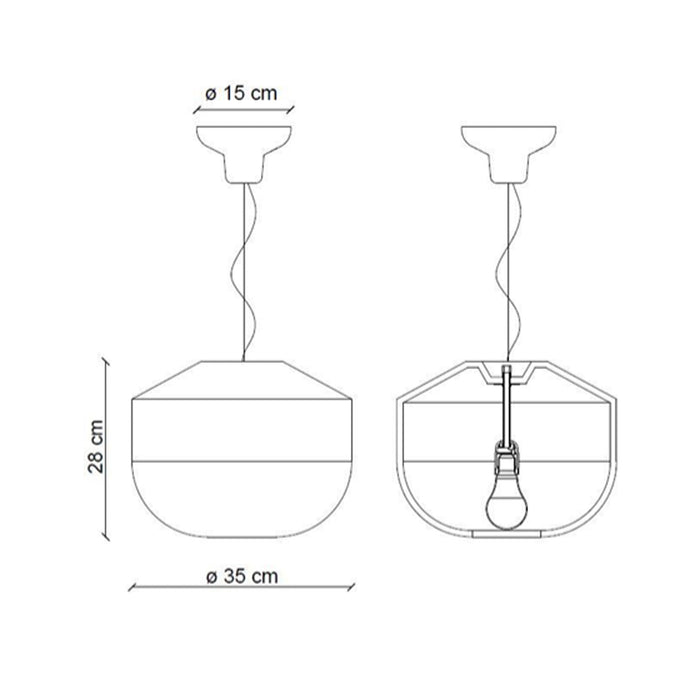 Sospensione Grande Vintage Decò Bellota Ceramica Nero Carbone 1 Luce E27