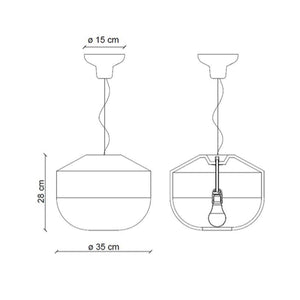 Sospensione Grande Vintage Decò Bellota Ceramica Verde Bottiglia 1 Luce E27
