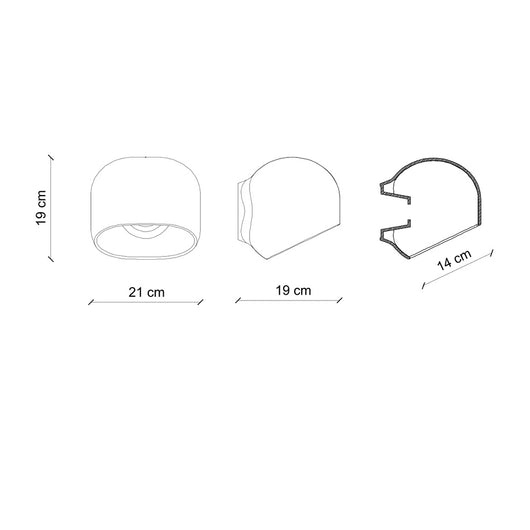 Applique Vintage Decò Ayrton Ceramica Grigio 1 Luce E27