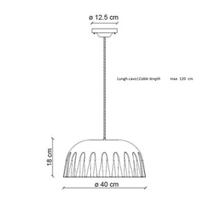 Sospensione Grande Vintage Decò Madame Gres Ceramica Grigio Nerastro 1 Luce E27