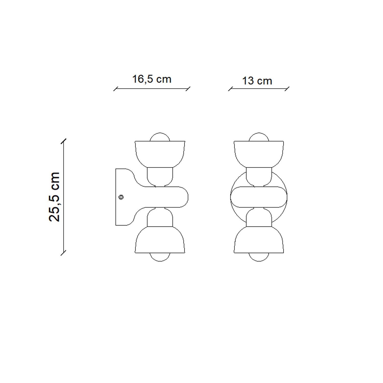 Applique Vintage Decò Berimbau Ceramica Grigio Sabbia 2 Luci E14