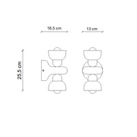 Applique Vintage Decò Berimbau Ceramica Grigio Sabbia 2 Luci E14