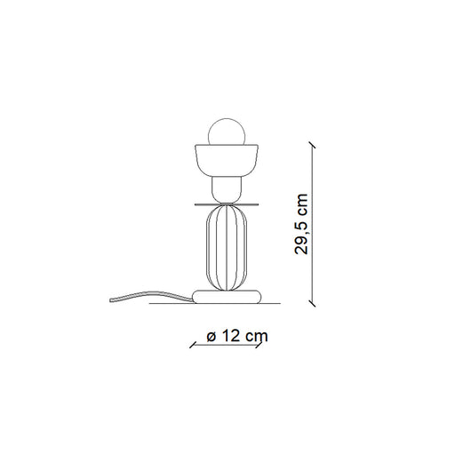 Lumetto Vintage Decò Berimbau Ferro Ceramica Verde Salvia E Sabbia 1 Luce E27