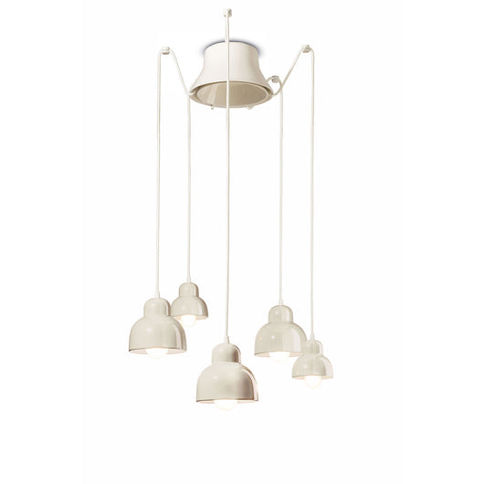 Lampadario Vintage Decò Berimbau Ceramica Crema 3 Luci E27