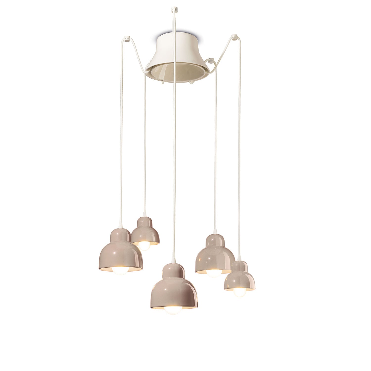 Lampadario Vintage Decò Berimbau Ceramica Grigio Sabbia 3 Luci E27