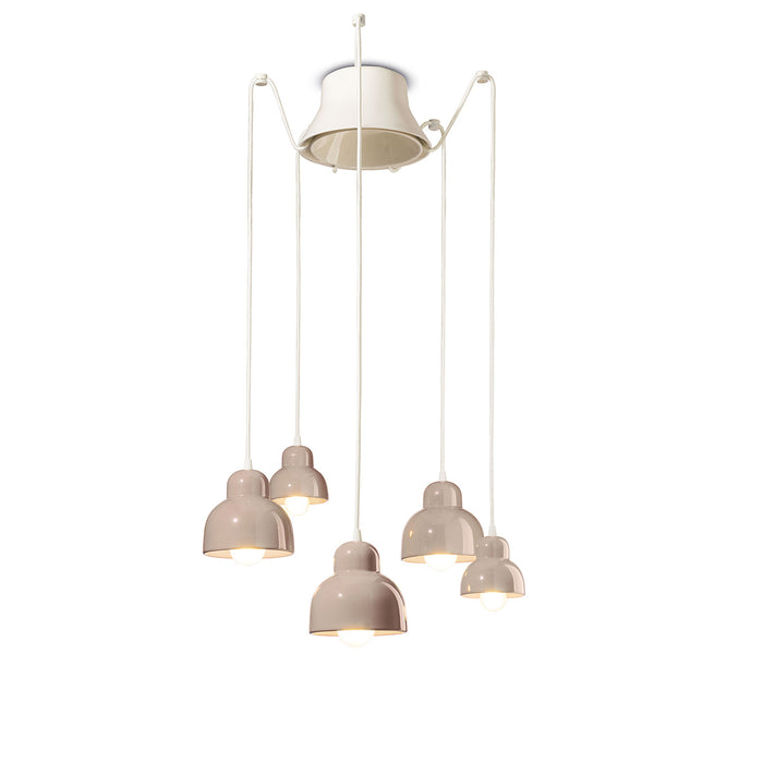 Lampadario Vintage Decò Berimbau Ceramica Grigio Sabbia 3 Luci E27