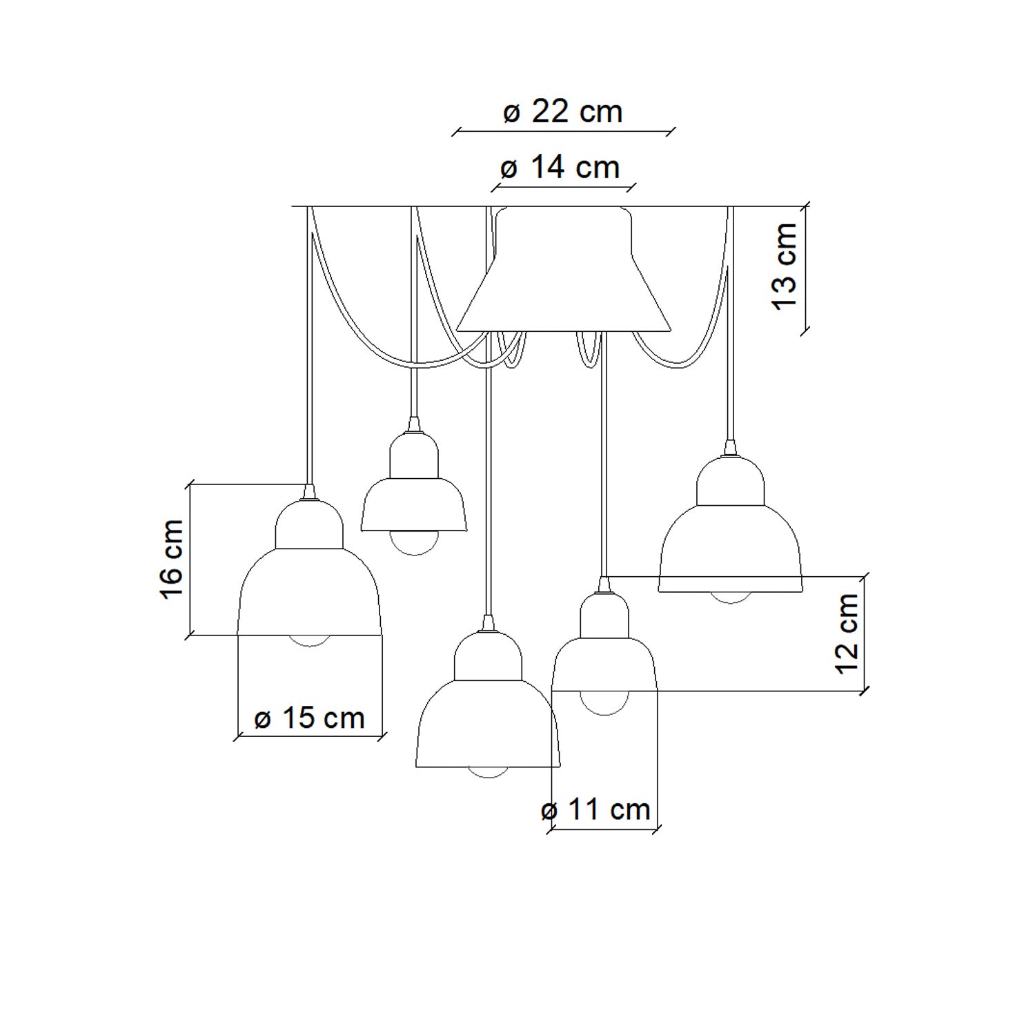 Lampadario Mix Vintage Decò Berimbau Ceramica 3 Luci E27