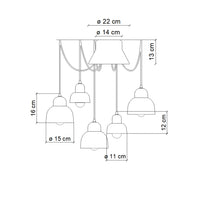 Lampadario Mix Vintage Decò Berimbau Ceramica 3 Luci E27