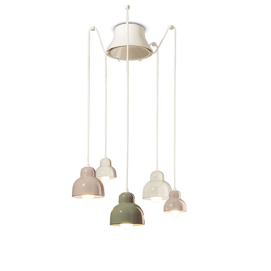 Lampadario Mix Vintage Decò Berimbau Ceramica 3 Luci E27