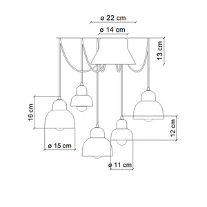 Lampadario Finitura Mix Vintage Decò Berimbau Ceramica 3 Luci E27