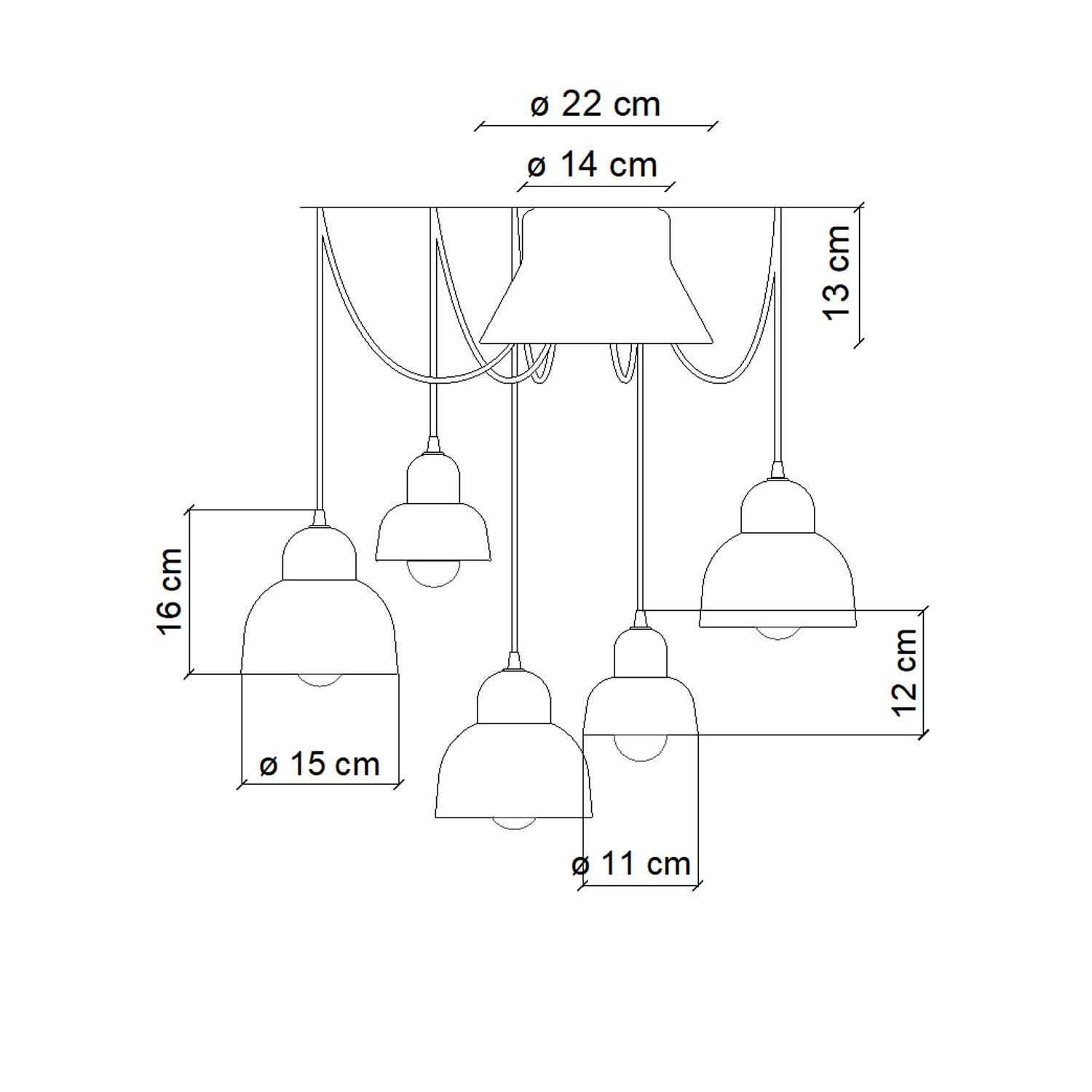 Lampadario Vintage Decò Berimbau Ceramica 3 Luci E27