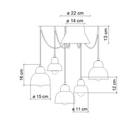 Lampadario Vintage Decò Berimbau Ceramica 3 Luci E27