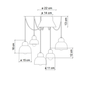 Lampadario Vintage Decò Berimbau Ceramica 3 Luci E27