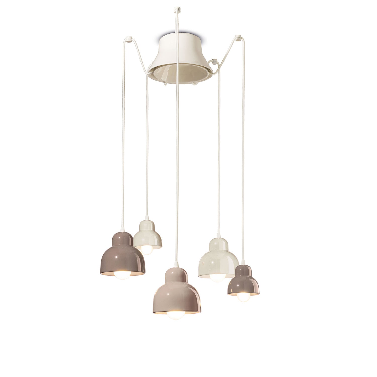 Lampadario Vintage Decò Berimbau Ceramica 3 Luci E27