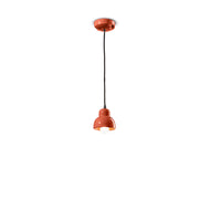 Lampadario Vintage Decò Berimbau Ceramica Arancio Pokè 1 Luce E14