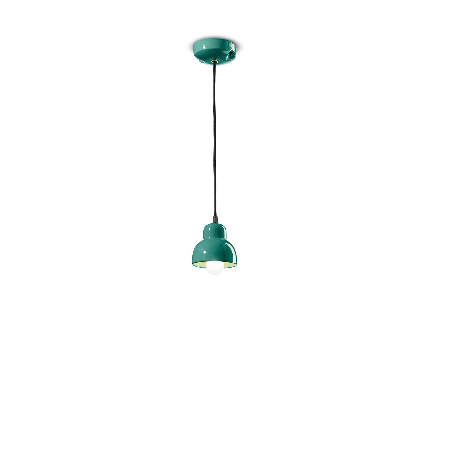 Lampadario Vintage Decò Berimbau Ceramica Turchese 1 Luce E14