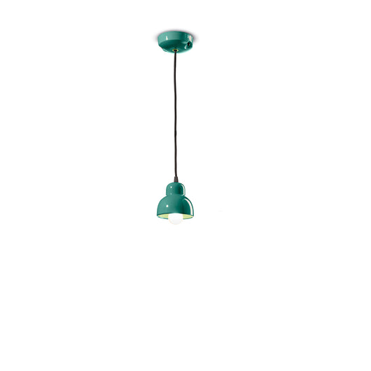 Lampadario Vintage Decò Berimbau Ceramica Turchese 1 Luce E14