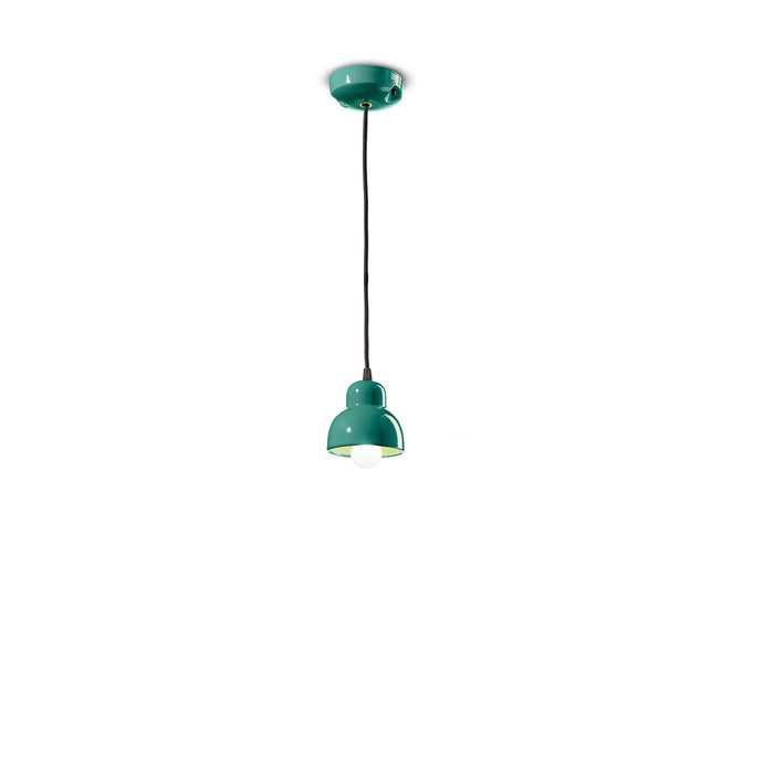Lampadario Vintage Decò Berimbau Ceramica Turchese 1 Luce E14