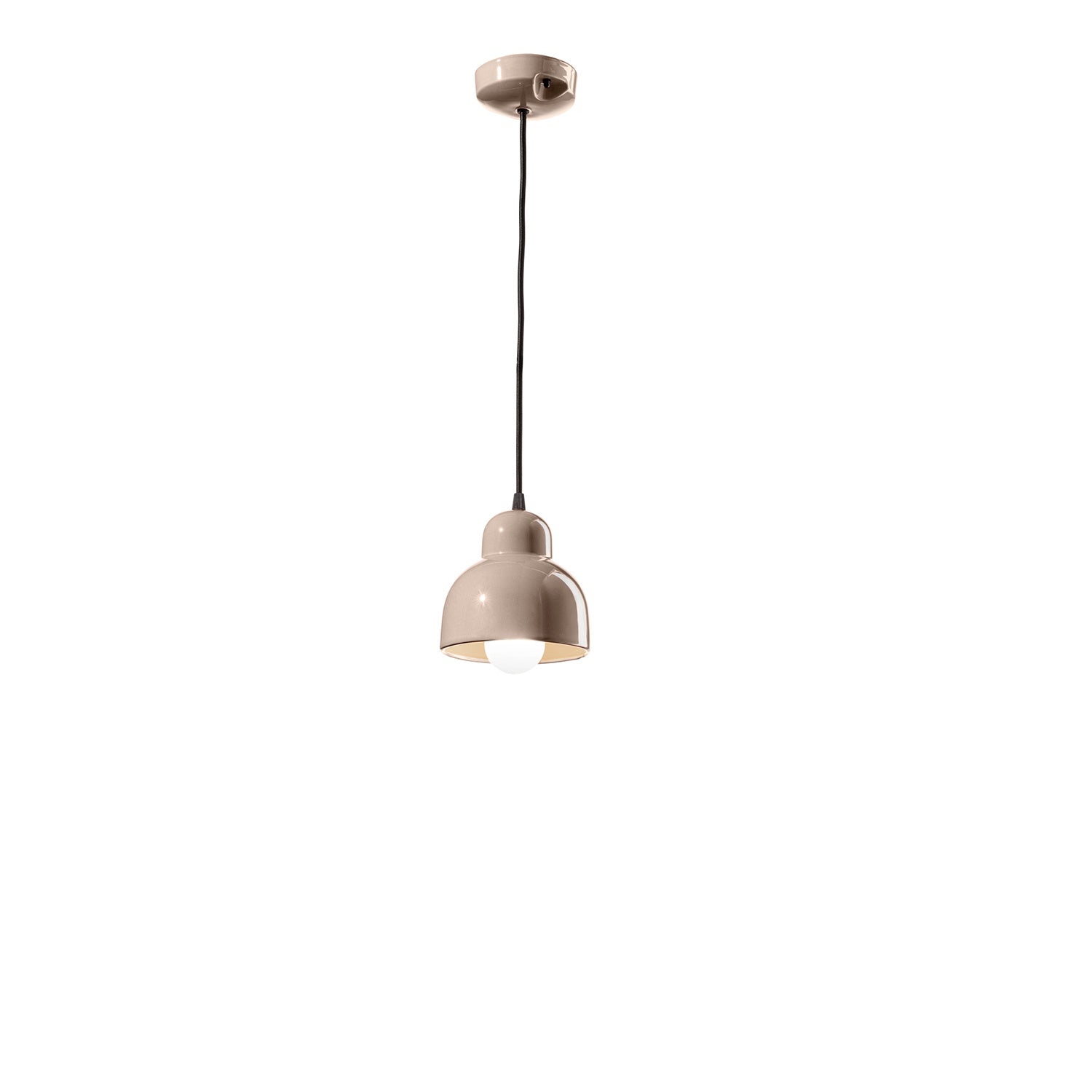 Lampadario Vintage Decò Berimbau Ceramica Grigio Sabbia 1 Luce E27