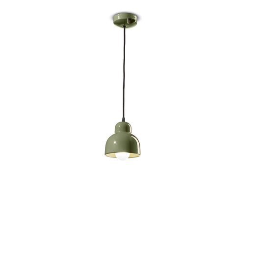 Lampadario Vintage Decò Berimbau Ceramica Verde Salvia 1 Luce E27