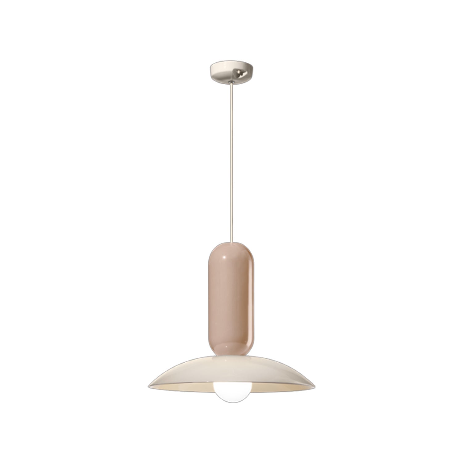 Lampadario Vintage Decò Pau Ceramica Crema E Grigio Sabbia 1 Luce E27