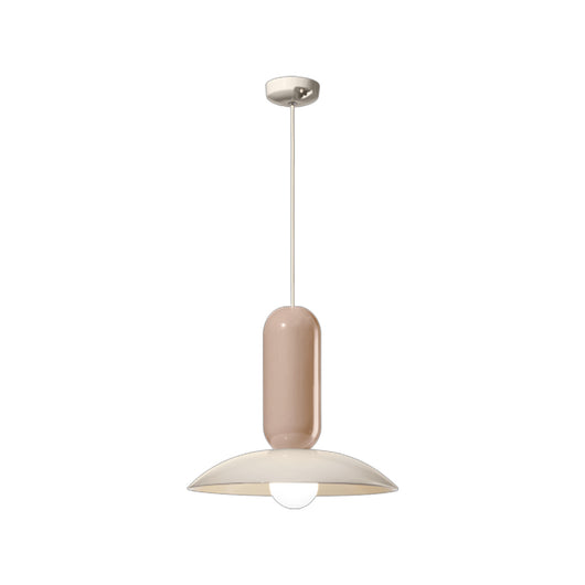 Lampadario Vintage Decò Pau Ceramica Crema E Grigio Sabbia 1 Luce E27