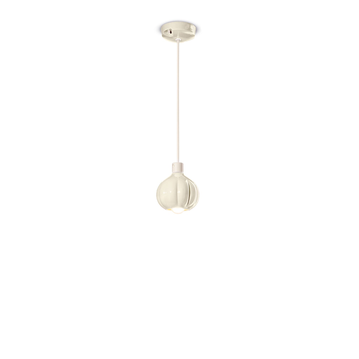 Lampadario Vintage Decò Afoxe' Alluminio Ceramica Crema 1 Luce E14