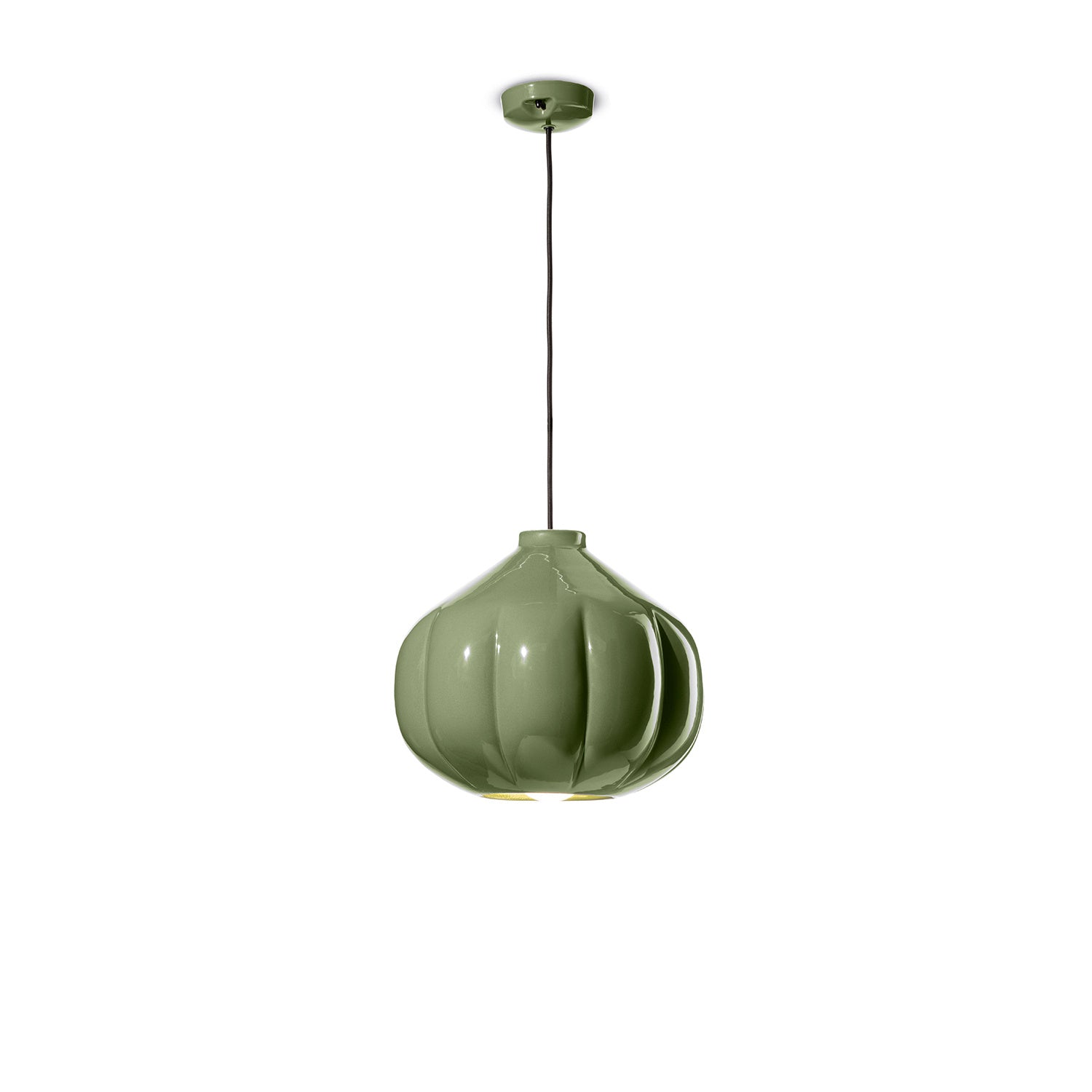 Lampadario Vintage Decò Afoxe' Ceramica Verde Salvia 1 Luce E27
