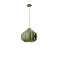 Lampadario Vintage Decò Afoxe' Ceramica Verde Salvia 1 Luce E27