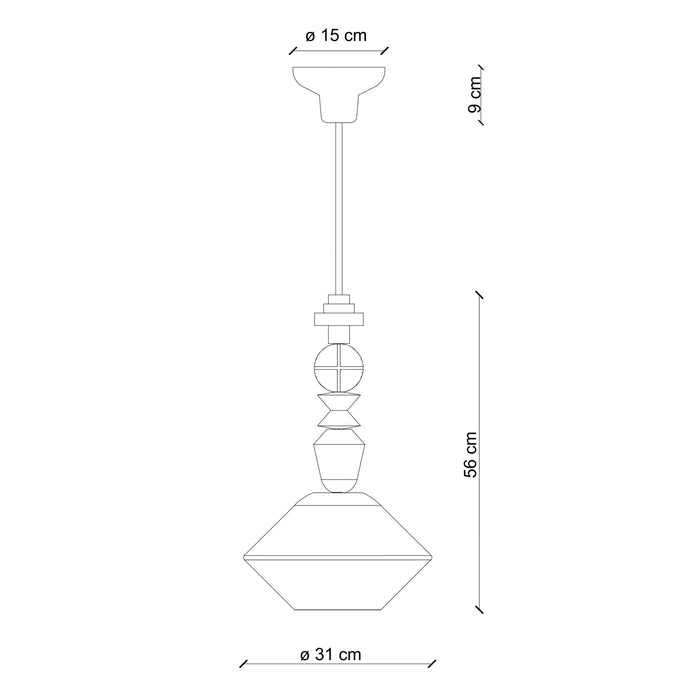 Sospensione Piccola Vintage Decò Lariat Ceramica Bianco Latte 1 Luce E27