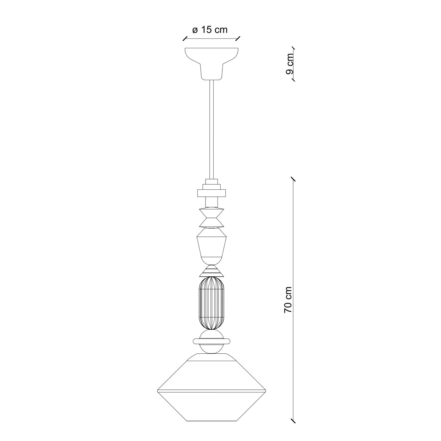Sospensione Media Vintage Decò Lariat Ceramica Bianco Latte 1 Luce E27