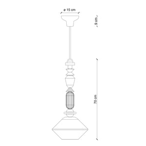 Sospensione Media Vintage Decò Lariat Ceramica Bianco Latte 1 Luce E27