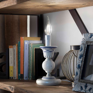 Lumetto Classico Sanremo Metallo E Ceramica Bianco Sfumato Argento 1 Luce E14