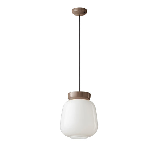 Sospensione Vintage Piccola Decò Corcovado Ceramica-Vetro Moka-Bianco E27