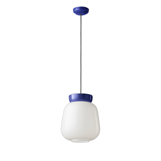 Sospensione Vintage Piccola Decò Corcovado Ceramica-Vetro Blu -Bianco E27