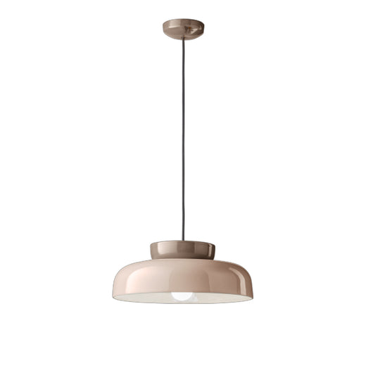 Sospensione Vintage Decò Maracana Ceramica-Vetro Moka-Grigio Sabbia 1 Luce E27