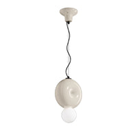 Sospensione Vintage Decò Bumbum 1 Elemento Ceramica Crema 1 Luce E27