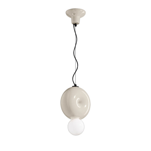 Sospensione Vintage Decò Bumbum 1 Elemento Ceramica Crema 1 Luce E27
